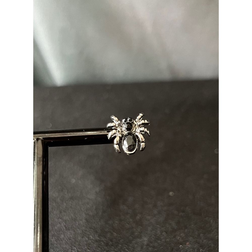 Spider Earrings Studs Rhinestone Halloween Costume Punk Goth Statement - Picture 4 of 5